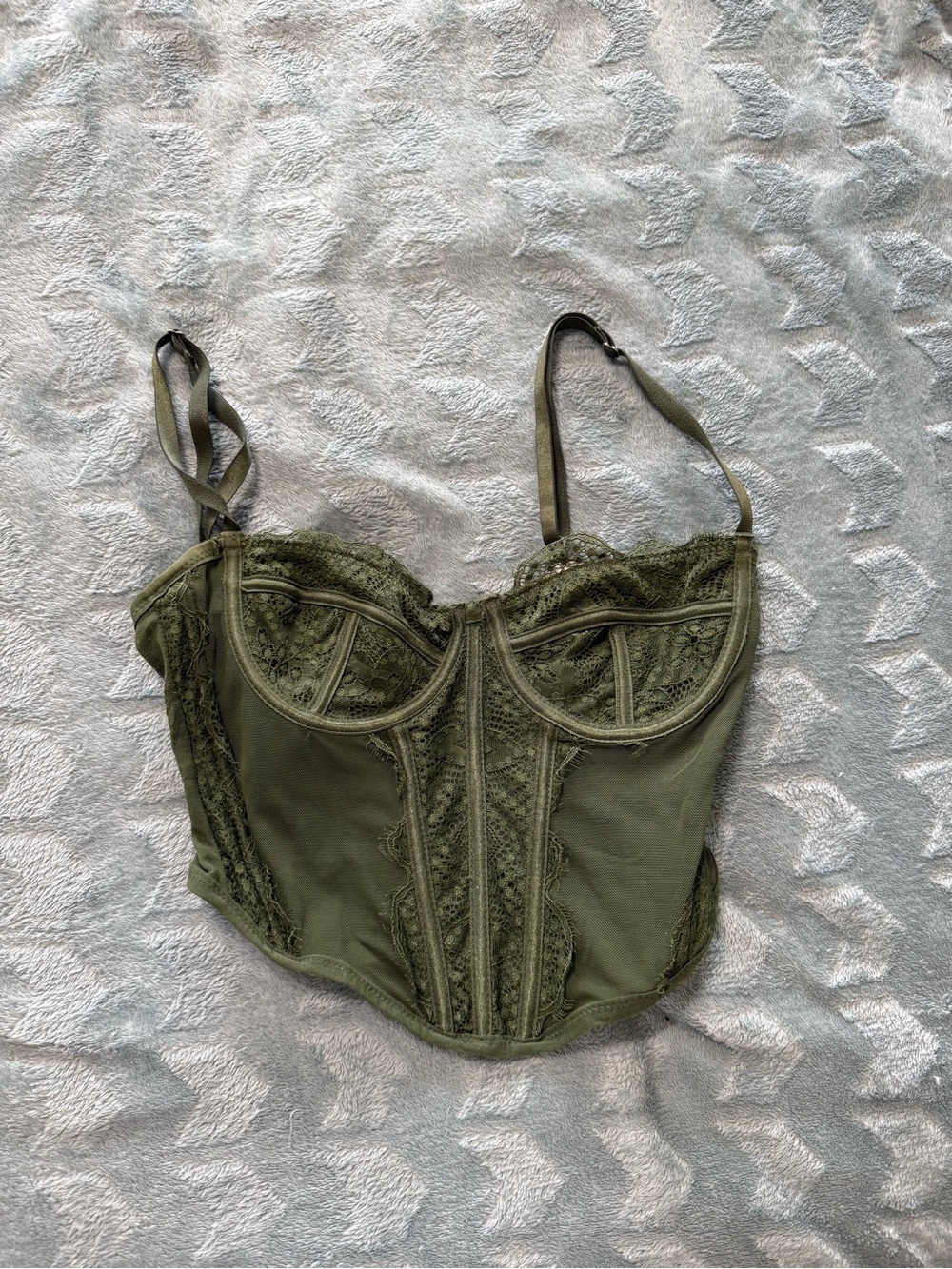 Olive Green Lace Underwire Bustier Corset Top